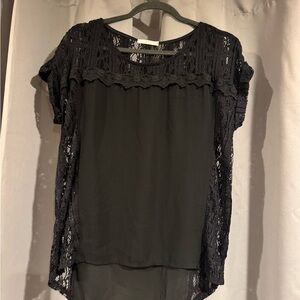 Lush Black Lace Overlay Blouse
